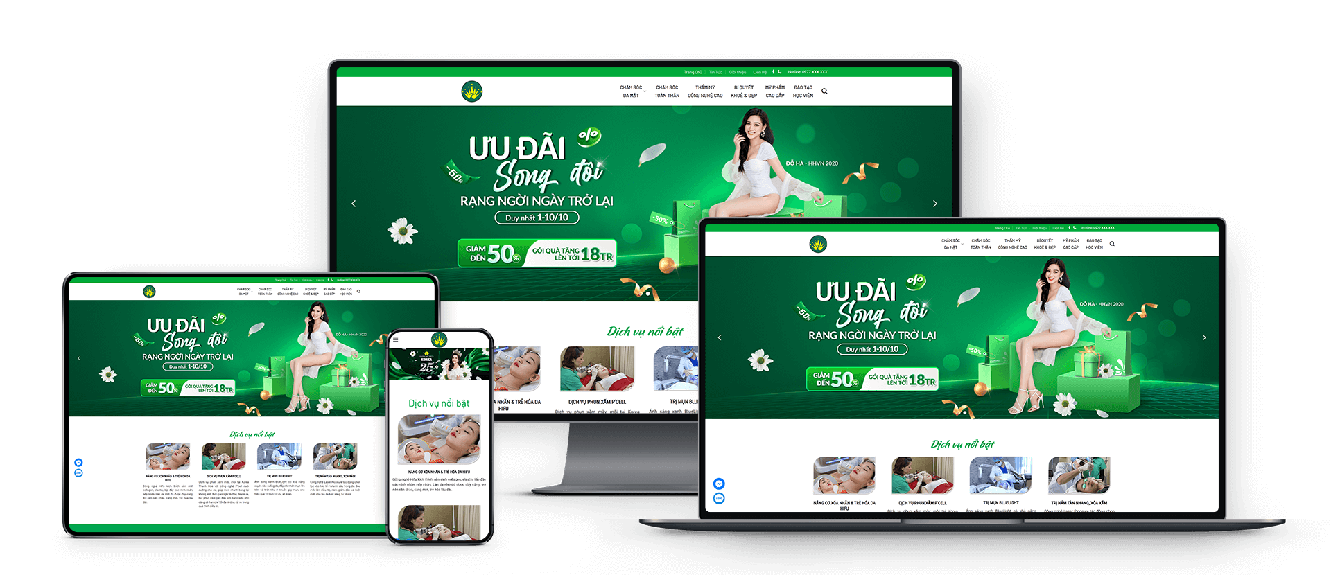 Mẫu giao diện Website Spa – Thẩm Mỹ Viện Korea