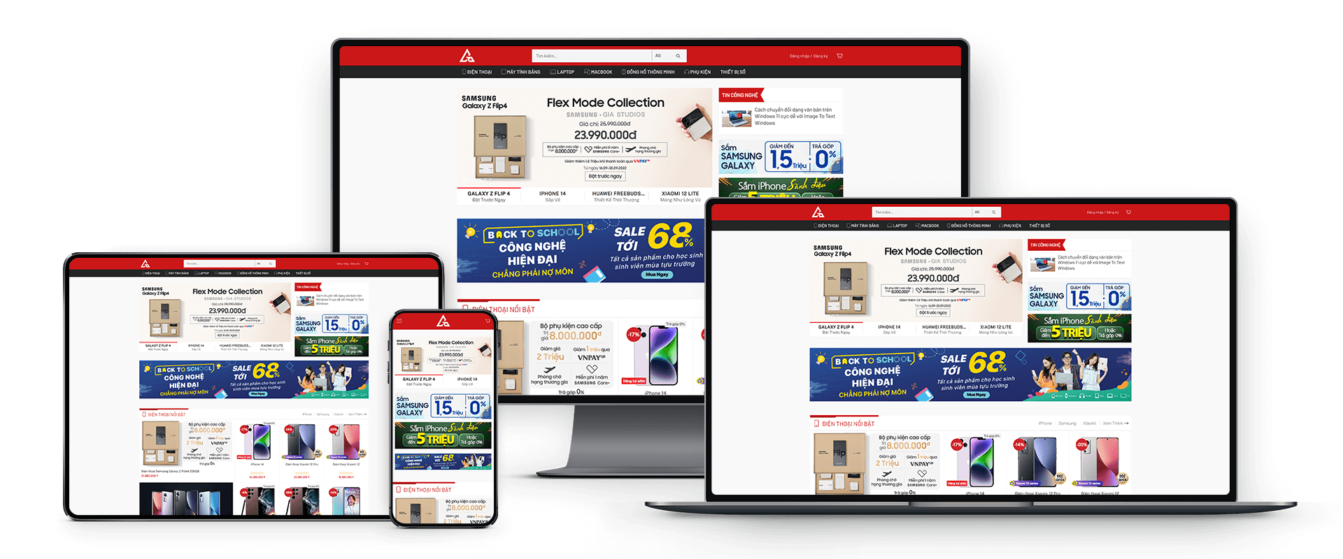Mẫu giao diện website bán điện thoại, phụ kiện, điện máy chuẩn SEO