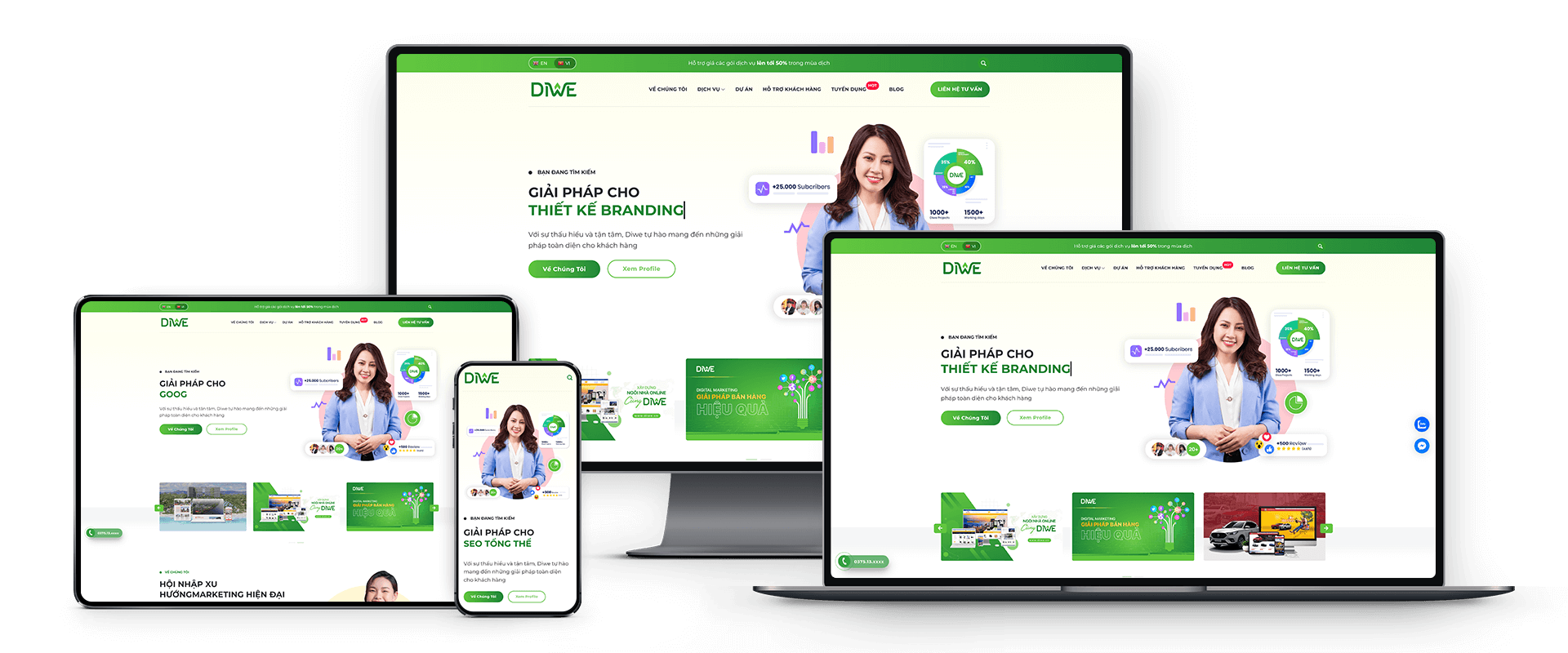 Mẫu giao diện Công ty Agency, Marketing Online cực đẹp chuẩn SEO