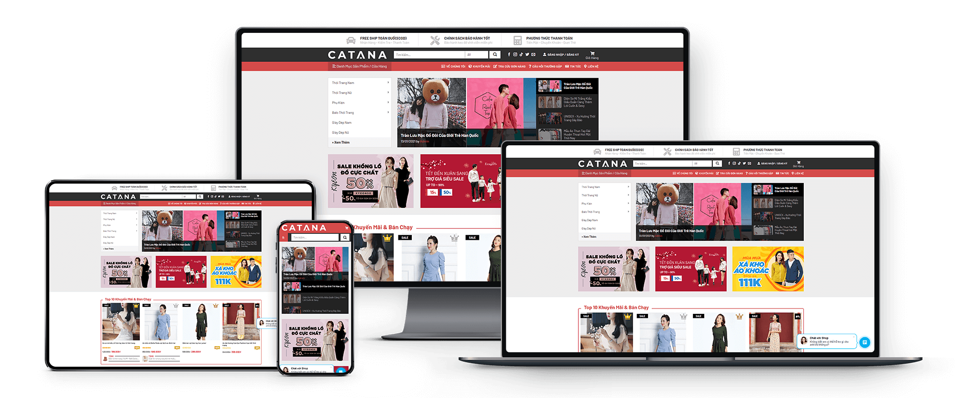 Mẫu giao diện bán thời trang đẹp, nhiều chức năng, chuẩn SEO