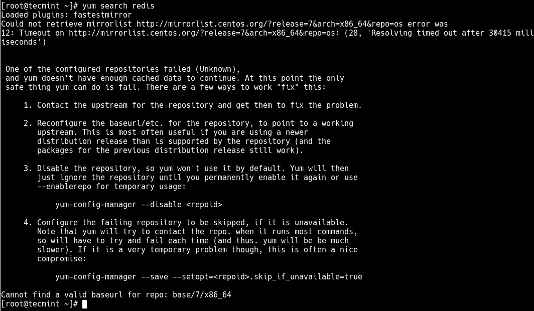 Cannot find a valid baseurl for repo