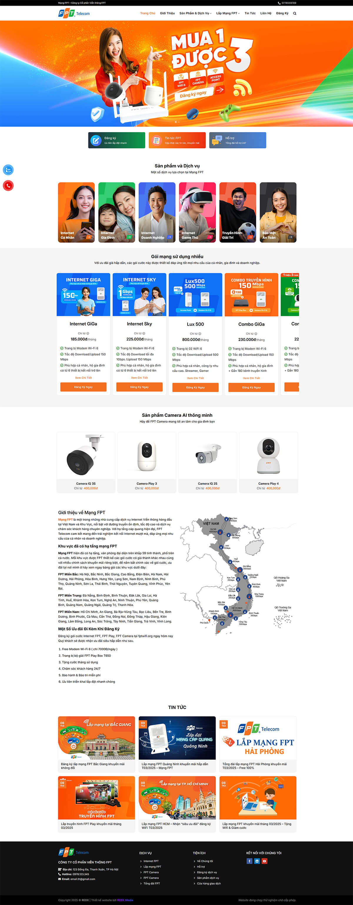Full Source Code Website Lắp Đặt Mạng Internet, Camera FPT